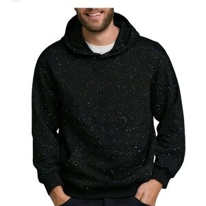 Black Rhinestone Hoodie Lightweight Hip-Hop Streetwear Size Large